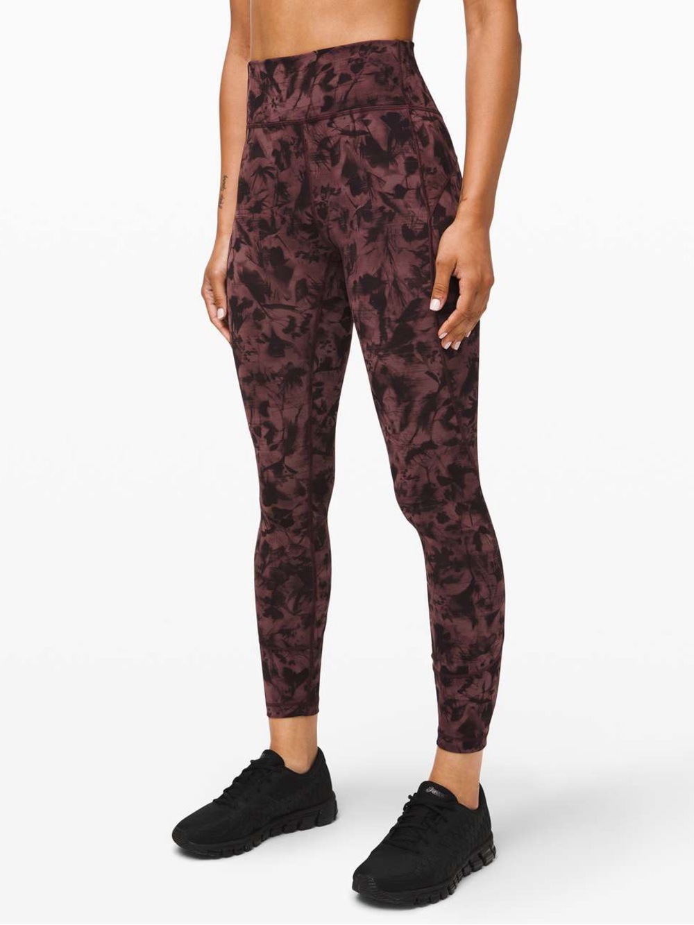 Lululemon In Movement Tight 25" Everlux Mini Dusk Floral Antique Bark Black 4